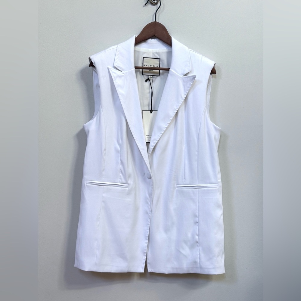 BAGATELLE COLLECTION Sleeveless Blazer Vest White Size L